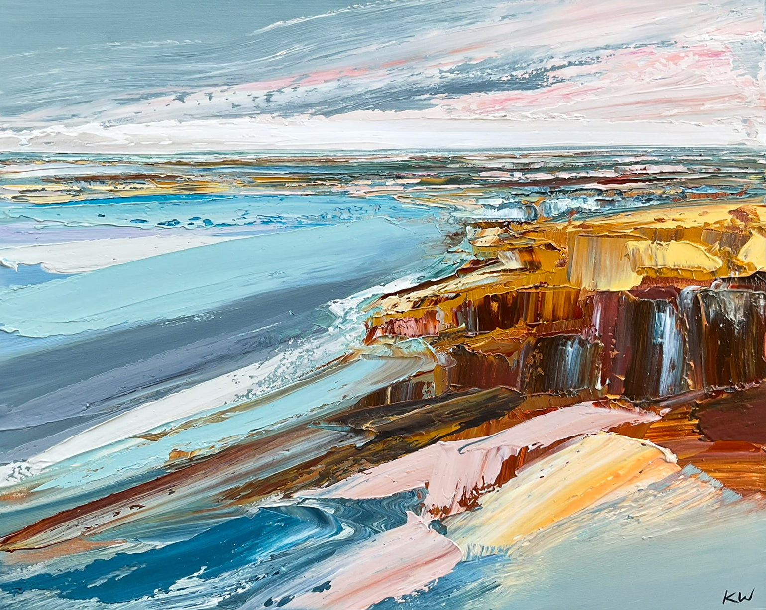 Katie Wyatt - Blue Strata - Original Coastal Painting