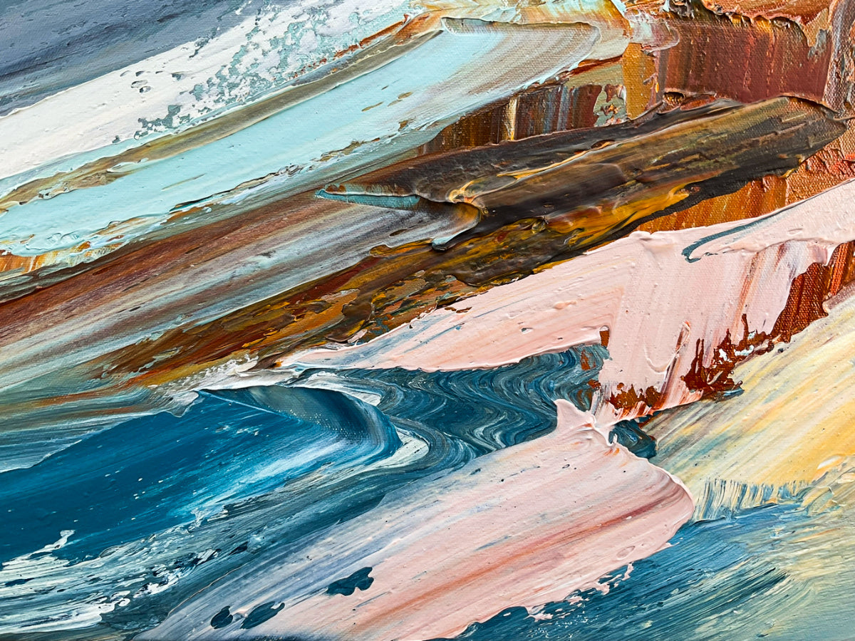 Katie Wyatt - Blue Strata - Original Coastal Painting
