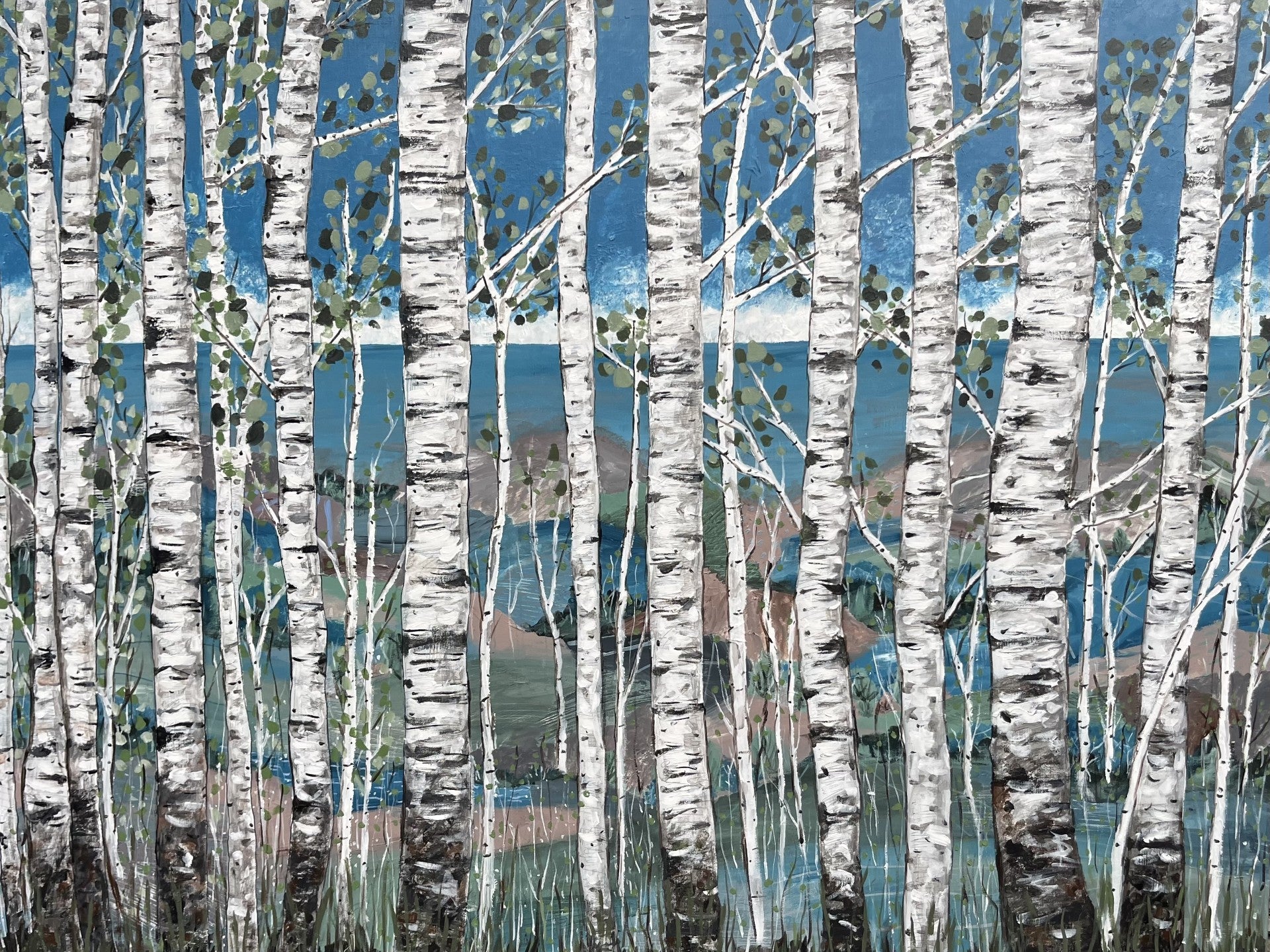 Coastal Birches- Original Painting by Artist Sherren Comensoli
