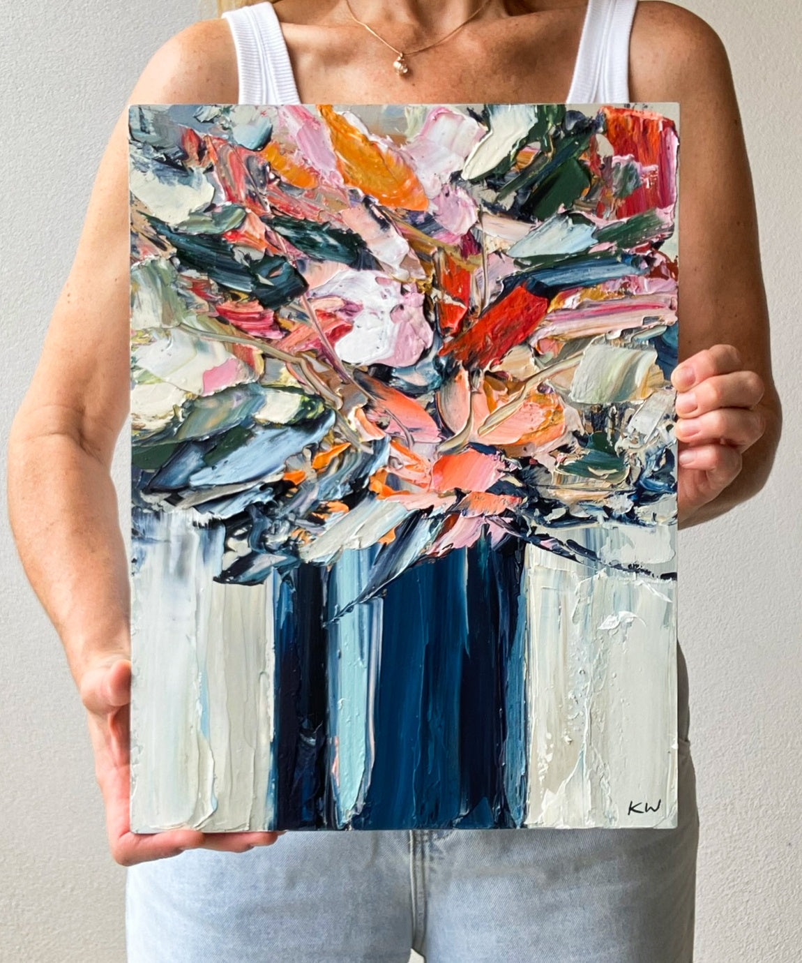 Katie Wyatt - Navy Bloom 1 - Original Floral Painting