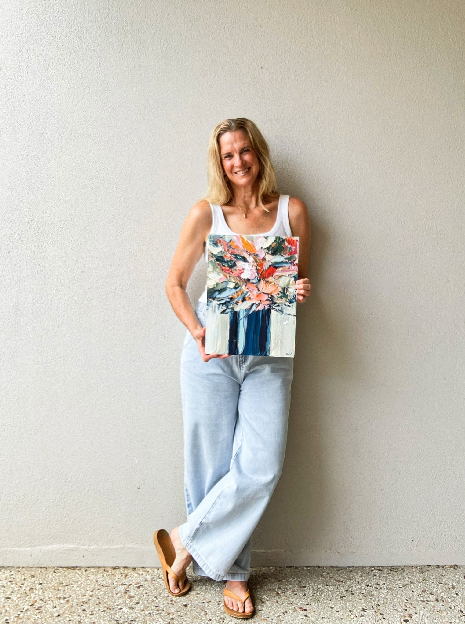 Katie Wyatt - Navy Bloom 2 - Original Floral Painting