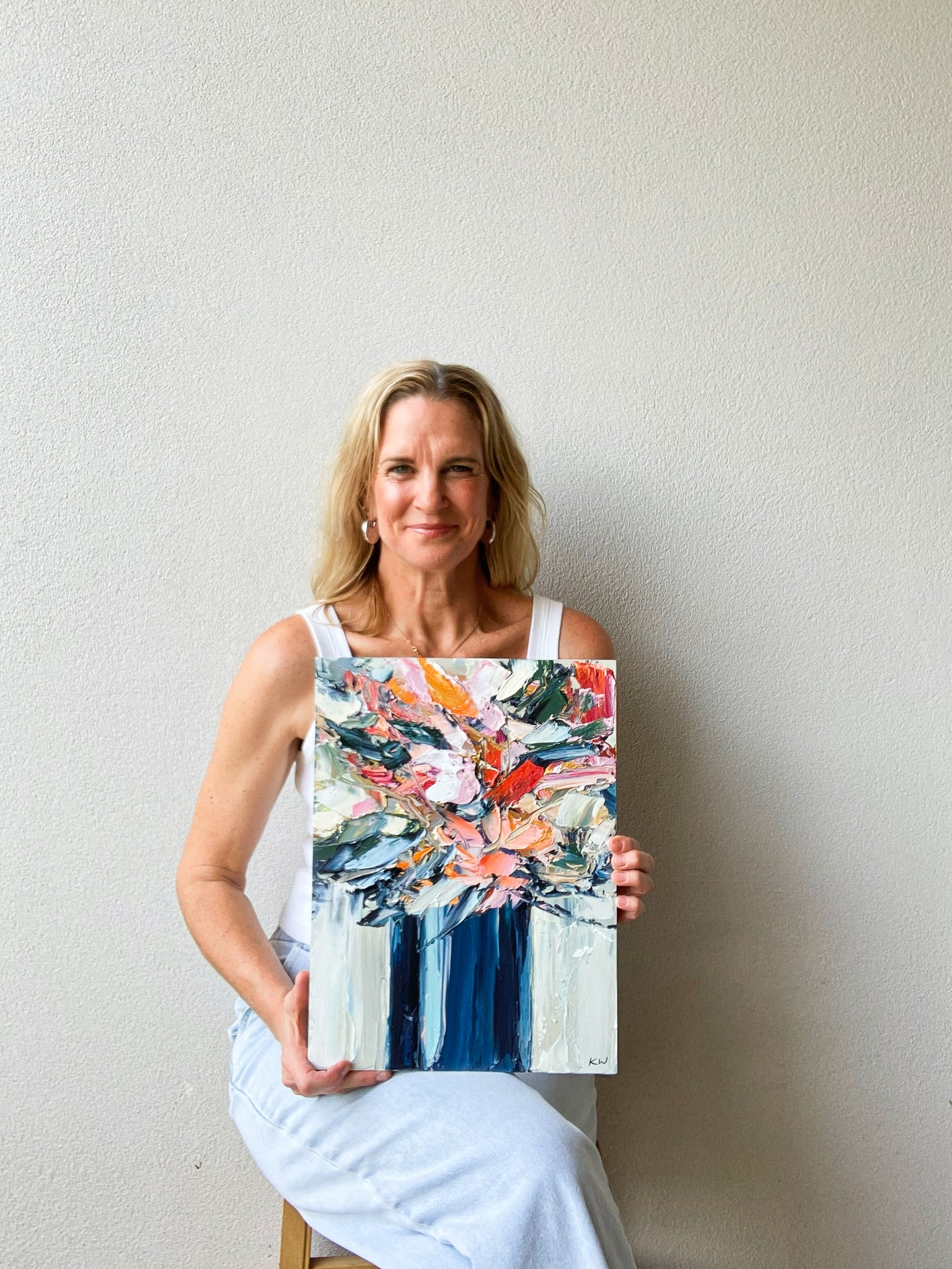 Katie Wyatt - Navy Bloom 2 - Original Floral Painting