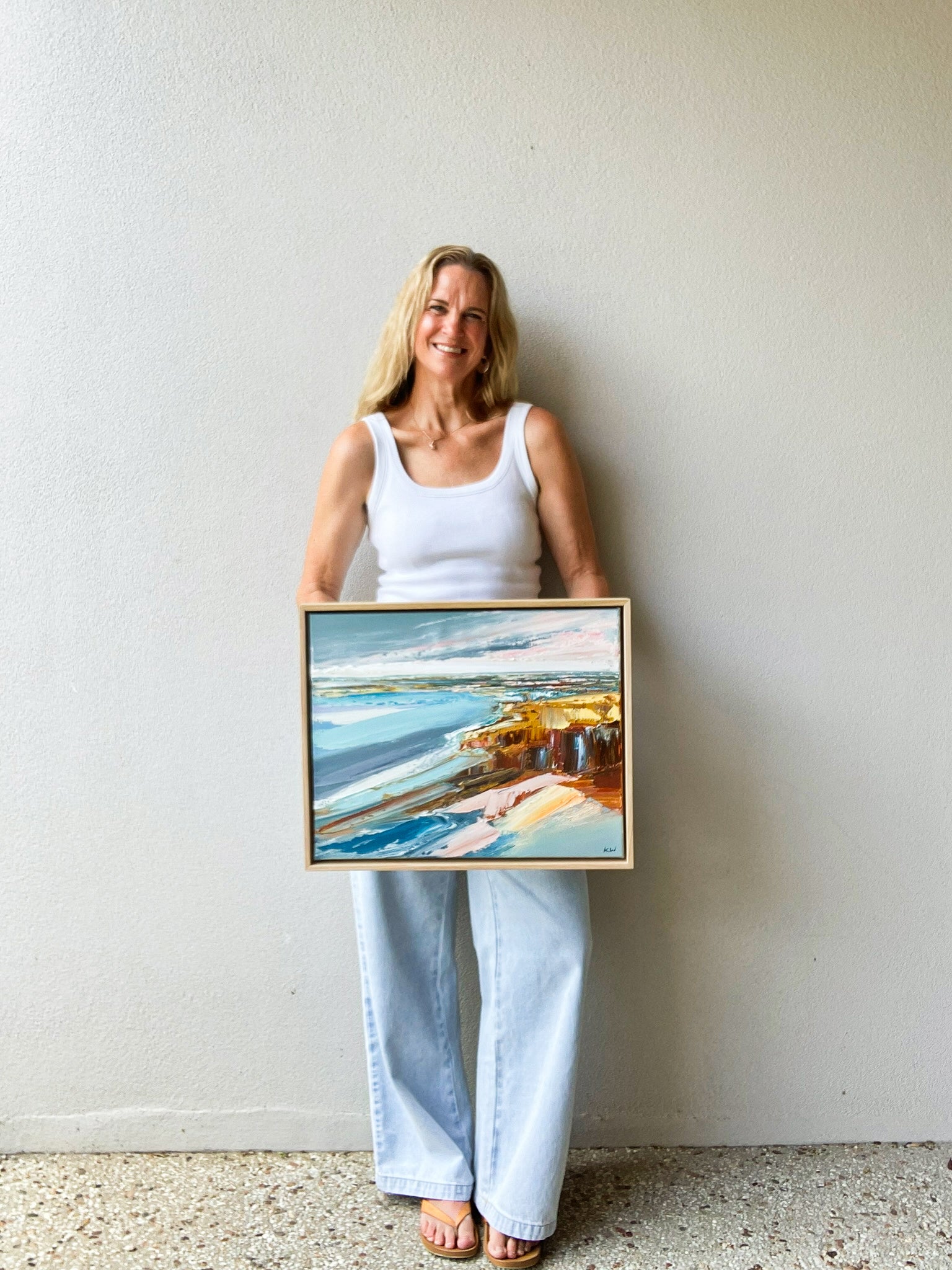 Katie Wyatt - Blue Strata - Original Coastal Painting