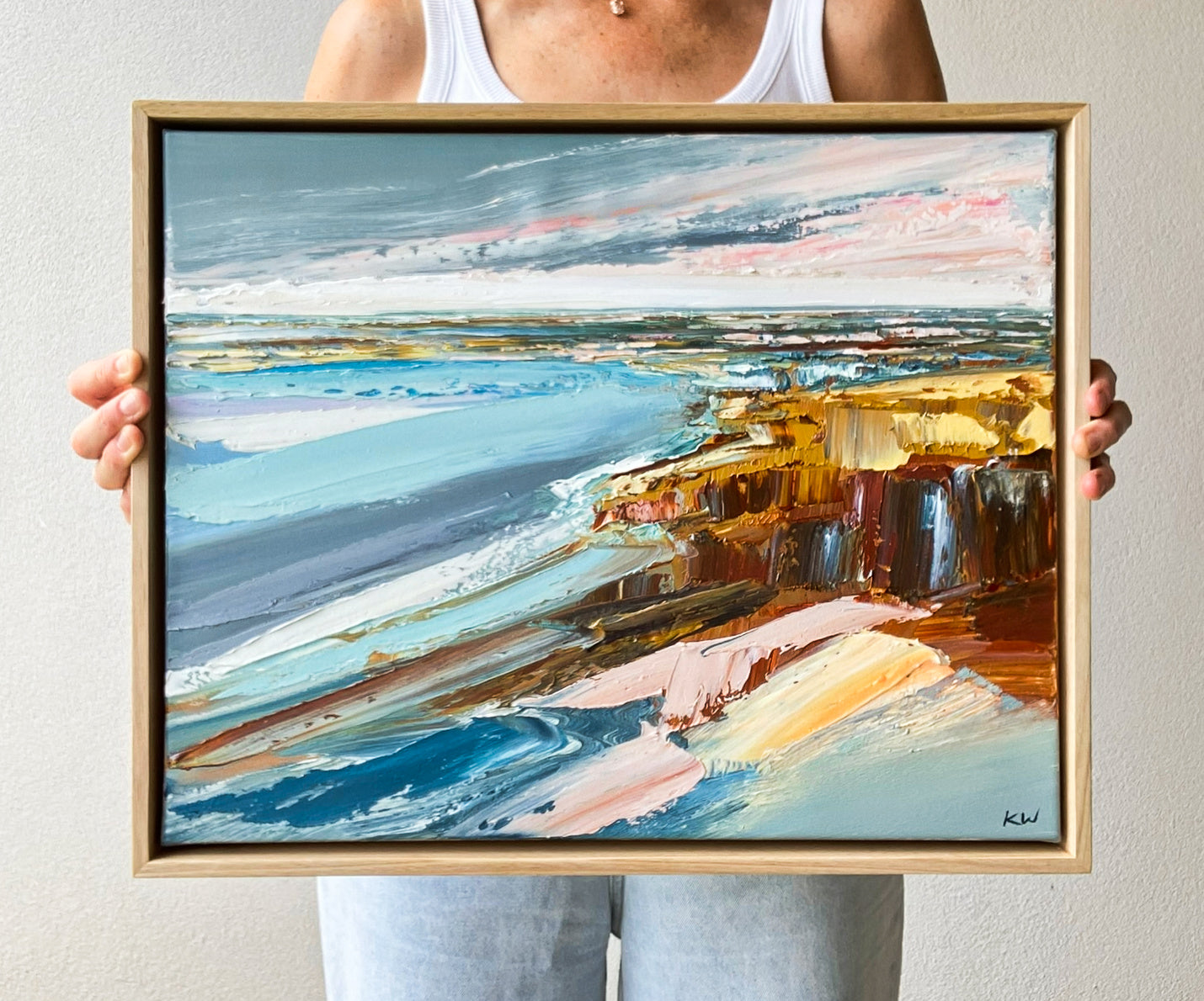 Katie Wyatt - Blue Strata - Original Coastal Painting