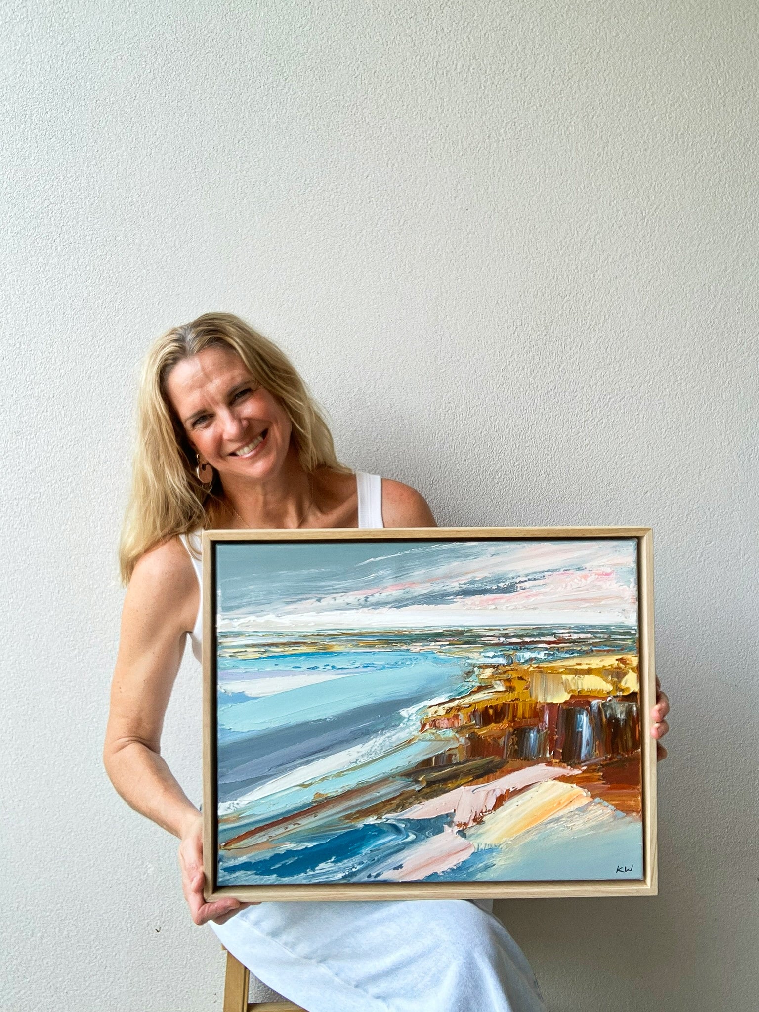 Katie Wyatt - Blue Strata - Original Coastal Painting