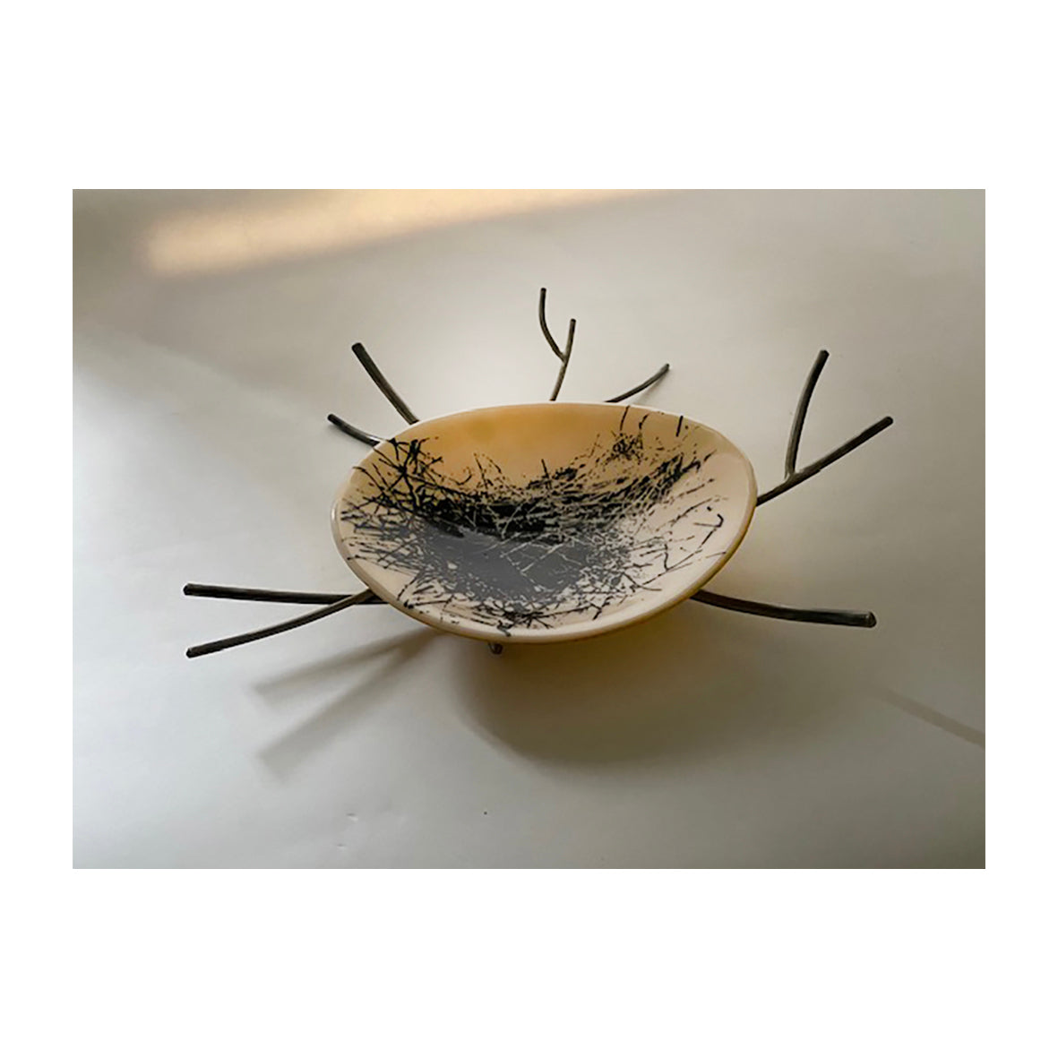 Bird's Nest Glass curved plate and Sculpture stand