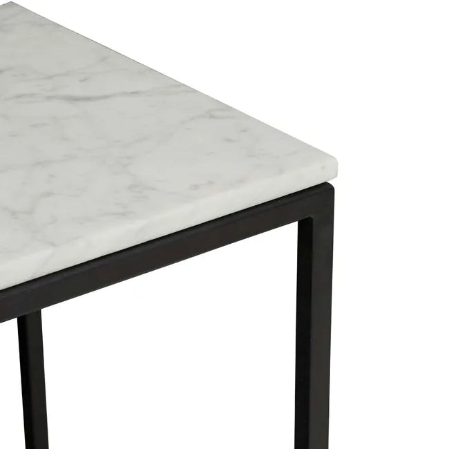 Baxter Marble Shelf Console - Matt White Marble - Dark Wenge