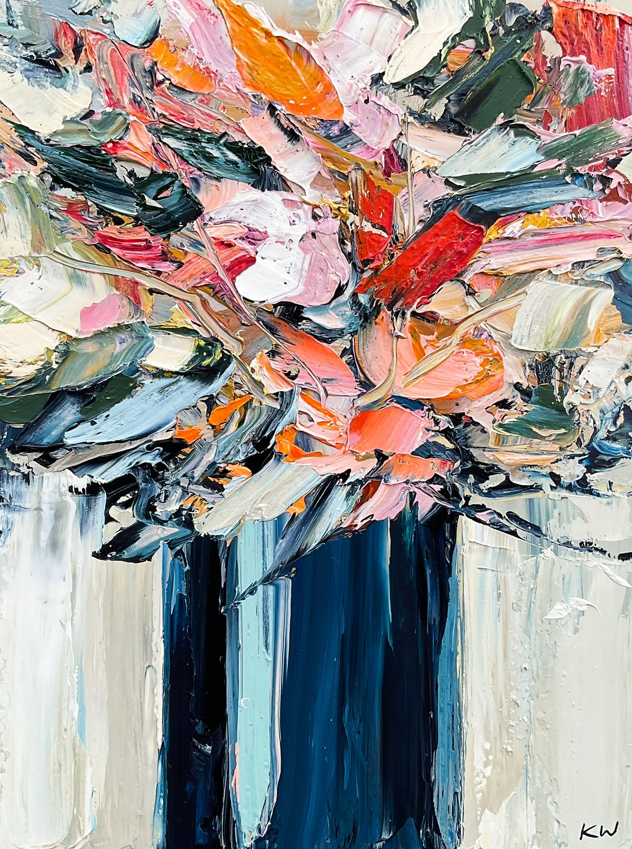 Katie Wyatt - Navy Bloom 1 - Original Floral Painting