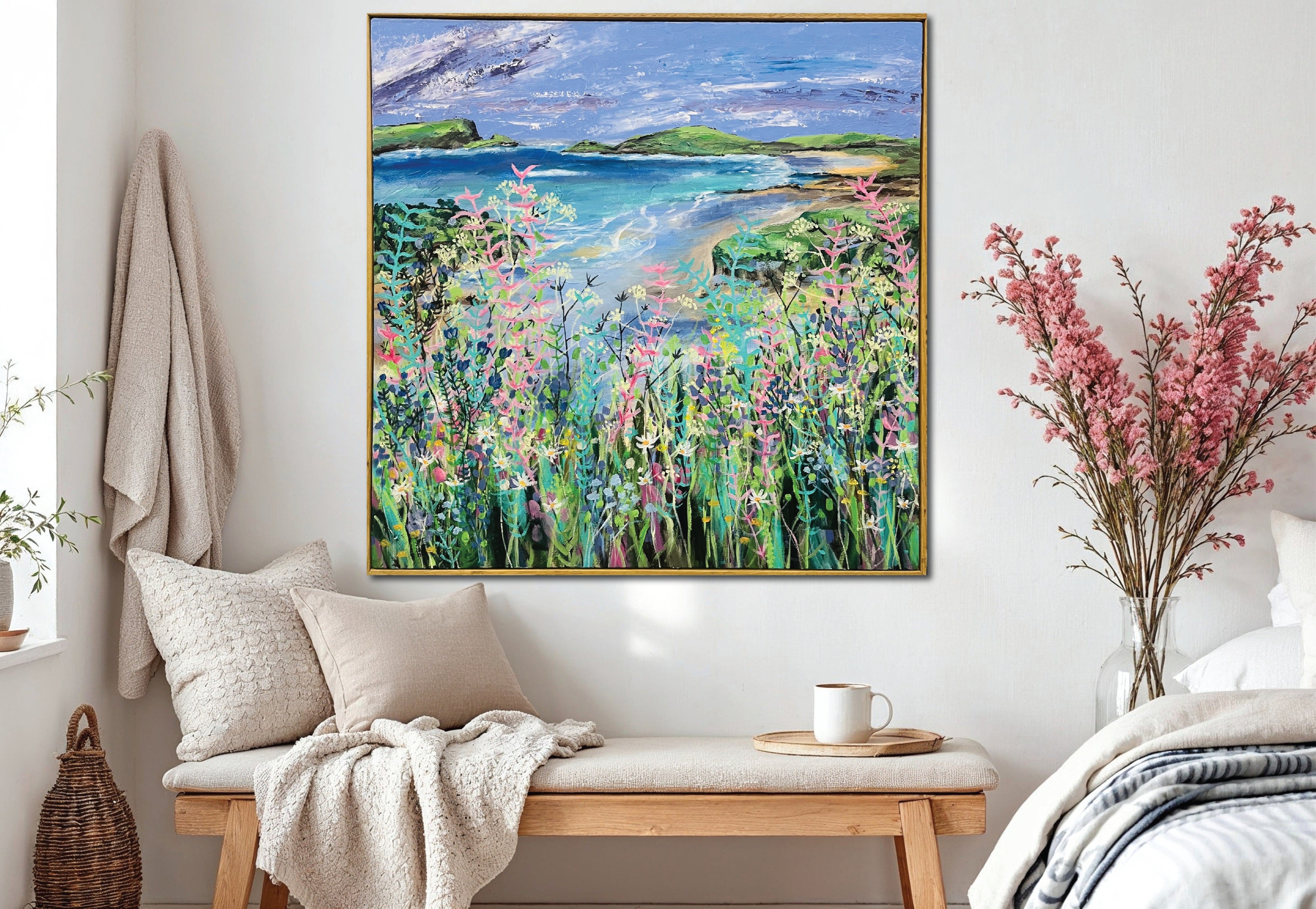 Where the wild shore blooms