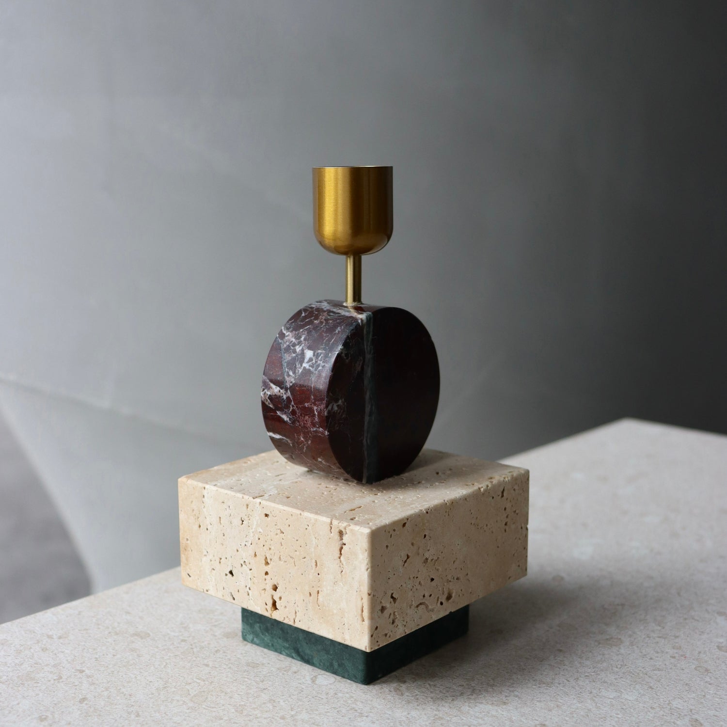 Stella marble and stone candle holder