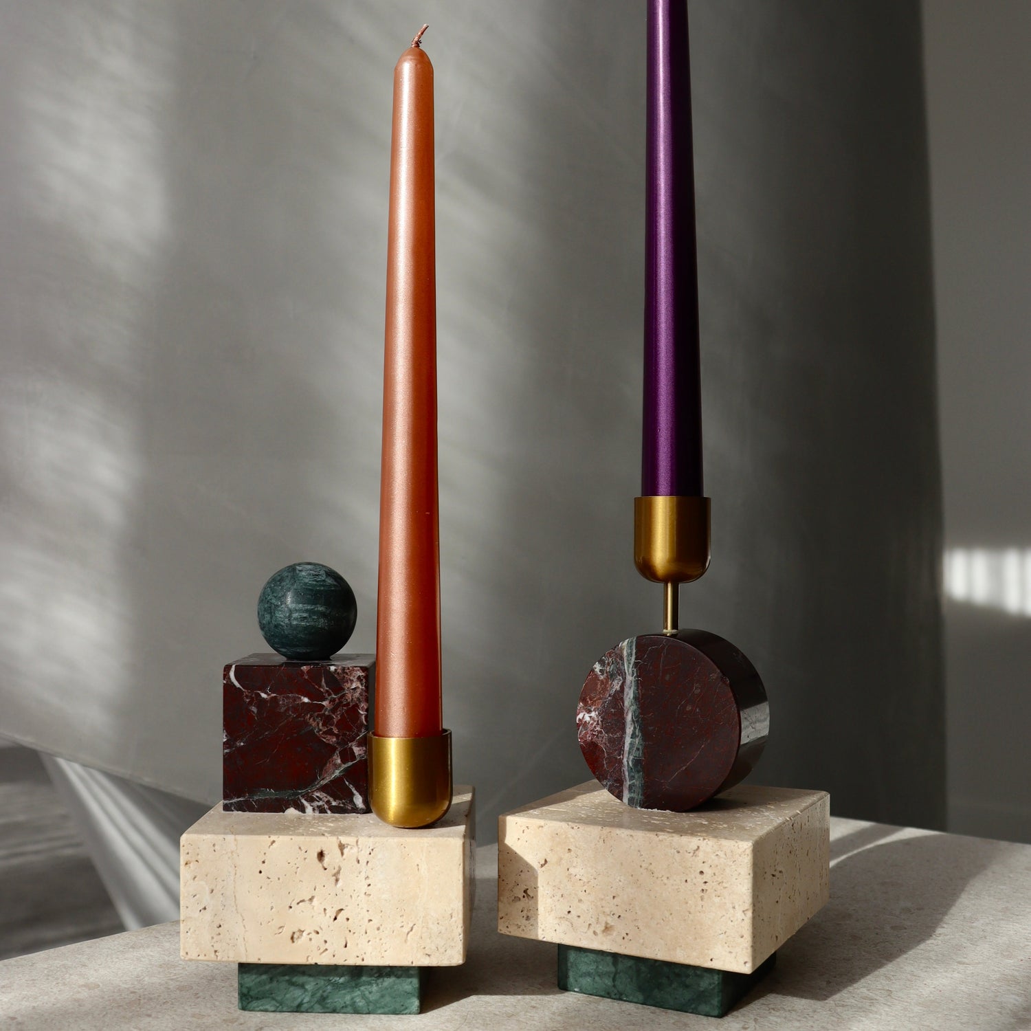 Stella marble and stone candle holder