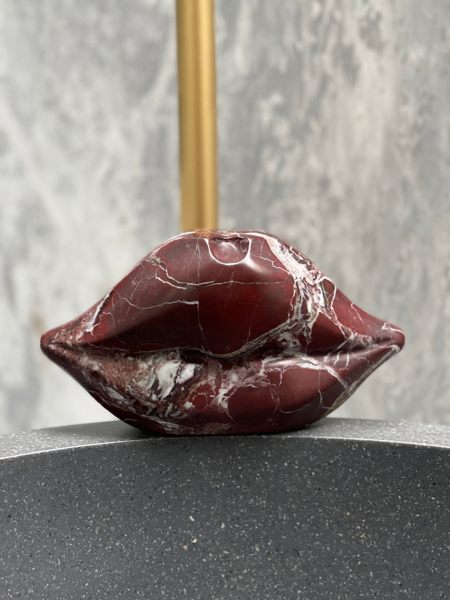 Kiss me rosso levanto marble lip sculpture