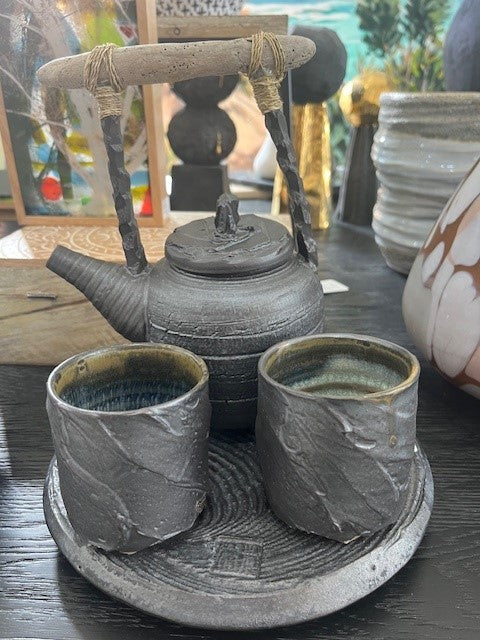 Black tea set with stick