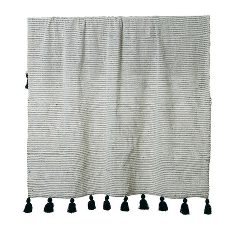 Dylan Cotton Throw in Black and Ivory