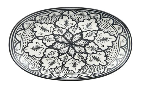 Aleah Cer Oval Dish Blk/White