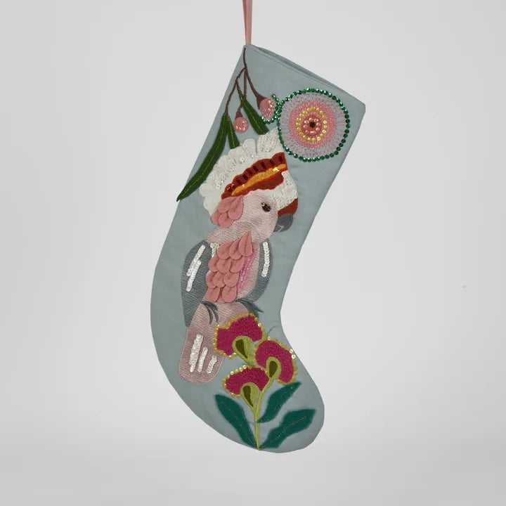 Galah Embroidered Stocking Blue