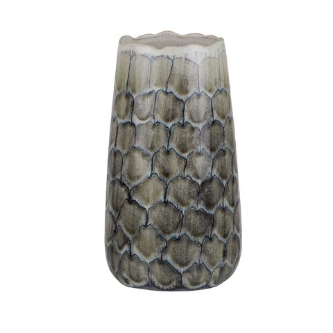 Finch Ceramic Vase in Ivory and Blue