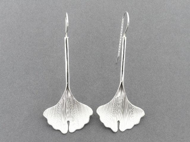 long ginkgo drop earring - sterling silver