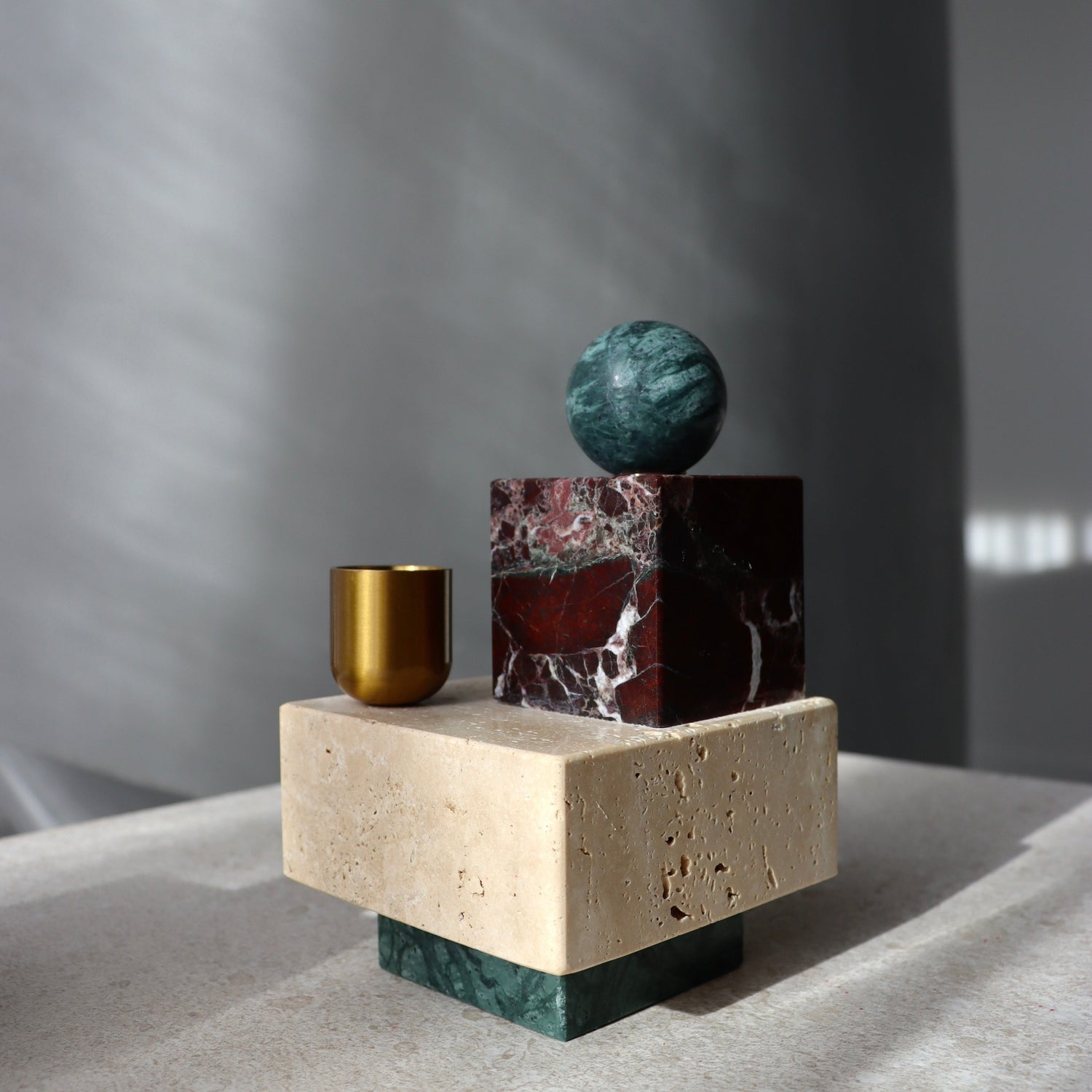 Lumina marble and stone candle holder