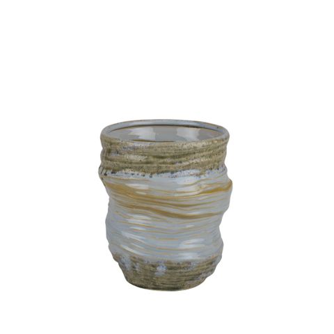 Ravi Ceramic Vase in Bue and Natural