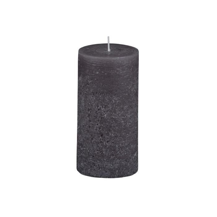 Terra Texture Pillar Candle 14cm in Charcoal